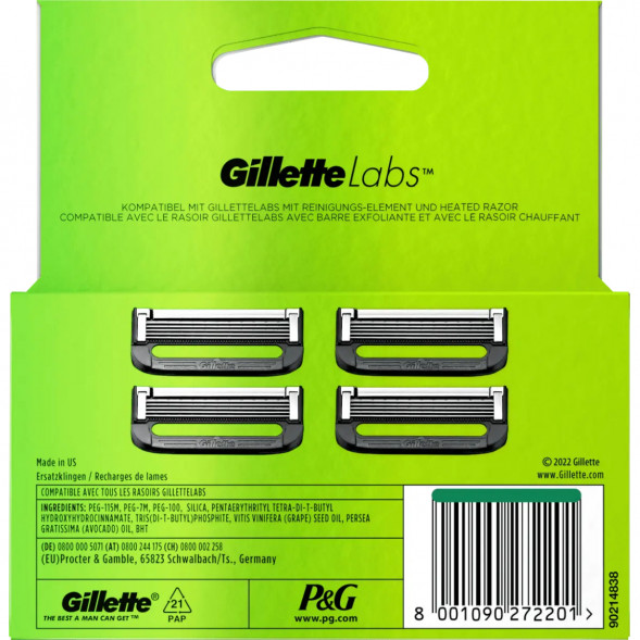 Лезвия для бритвы Gillette Labs, 4 шт. в Барнауле