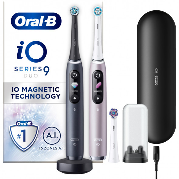 Набор из 2-х электрических зубных щеток Oral-B iO Series 9 Duo, Black Onyx и Rose Quartz в Барнауле
