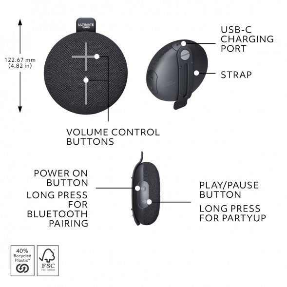 Портативная колонка Ultimate Ears MINIROLL, черный в Барнауле