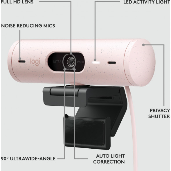 Веб-камера Logitech Brio 500, розовый в Барнауле