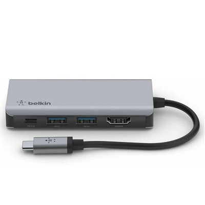 Адаптер Belkin USB-C 4-in-1 Multiport Adapter - HDMI, 2xUSB-A, USB-C, 100Вт, серый в Барнауле