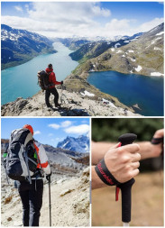 Треккинговая палка Naturehike 135 см, 1 шт., белый/красный