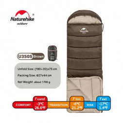 Спальный мешок Naturehike U350S (Правый), коричневый