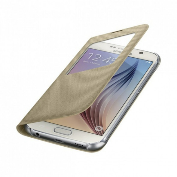 Чехол для Samsung Galaxy S6 S-View Cover (EF-CG920BFE), Gold в Барнауле