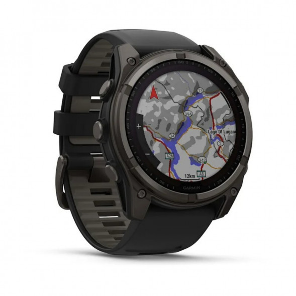 Умные часы Garmin Fenix 8, 51 мм, Solar, Sapphire Carbon Gray DLC Titanium with Black/Pebble Gray Silicone 010-02907-10 в Барнауле