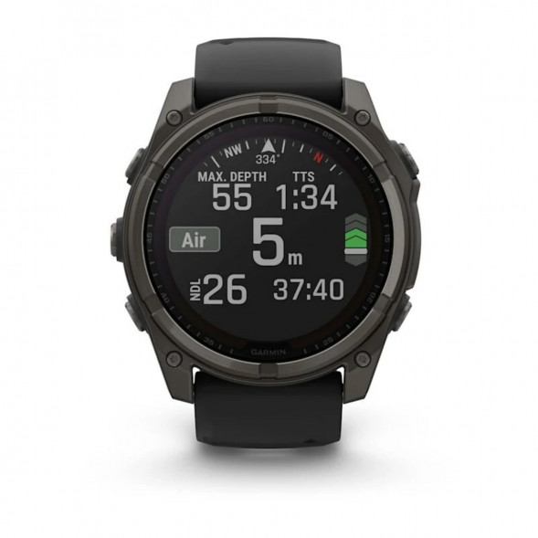 Умные часы Garmin Fenix 8, 51 мм, Solar, Sapphire Carbon Gray DLC Titanium with Black/Pebble Gray Silicone 010-02907-10 в Барнауле