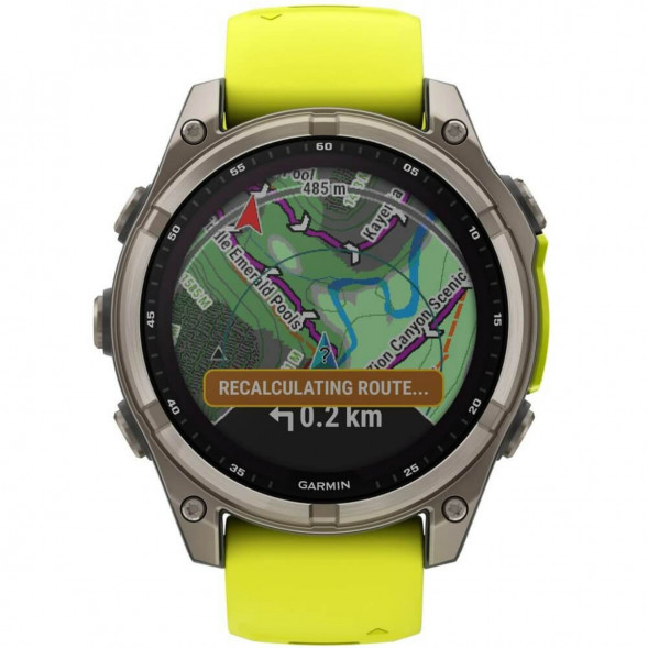 Умные часы Garmin Fenix 8, 51 мм, Solar, Sapphire Titanium with AMP Yellow/Graphite Silicone Band 010-02907-20 в Барнауле
