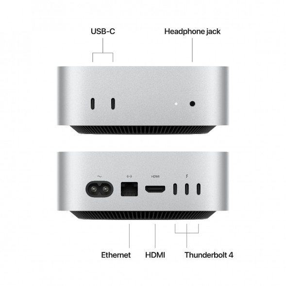 Компьютер Apple Mac mini M4 2024 (MU9D3) (10 Core GPU, 16ГБ, 256ГБ SSD, Apple, macOS), серебристый в Барнауле