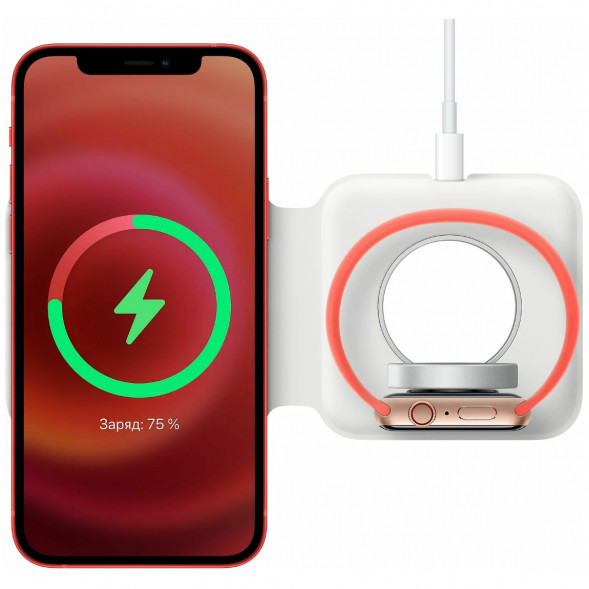 Двойное зарядное устройство Apple MagSafe Duo Charger MHXF3AM/A, белый в Барнауле
