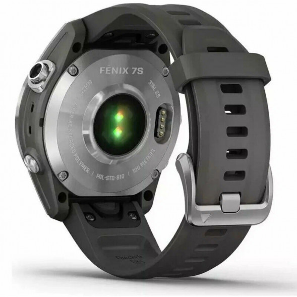 Умные часы Garmin Fenix 7s серебристый с графитовым силиконовым ремешком 010-02539-01 в Барнауле
