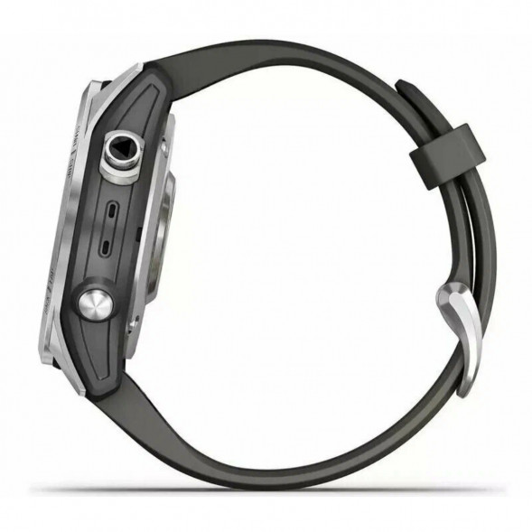 Умные часы Garmin Fenix 7s серебристый с графитовым силиконовым ремешком 010-02539-01 в Барнауле