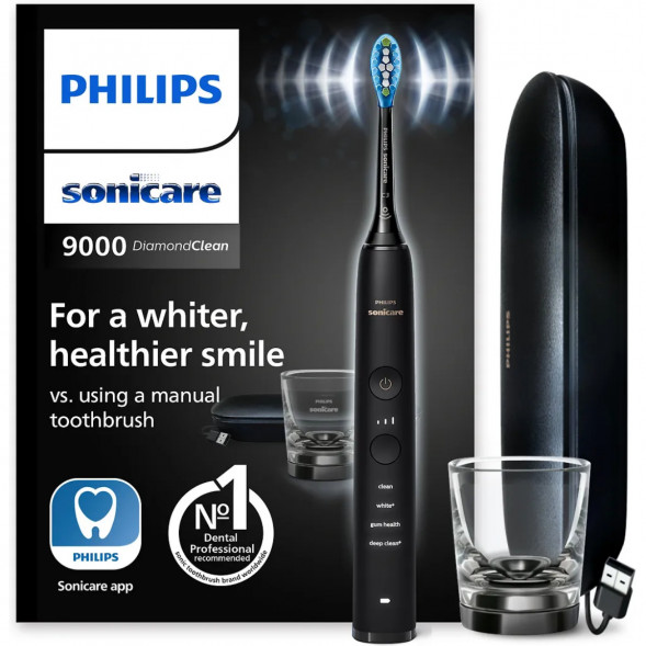 Электрическая зубная щетка Philips Sonicare Diamond Clean 9000 с USB-футляром и зарядным стеклом HX9911/09 в Барнауле
