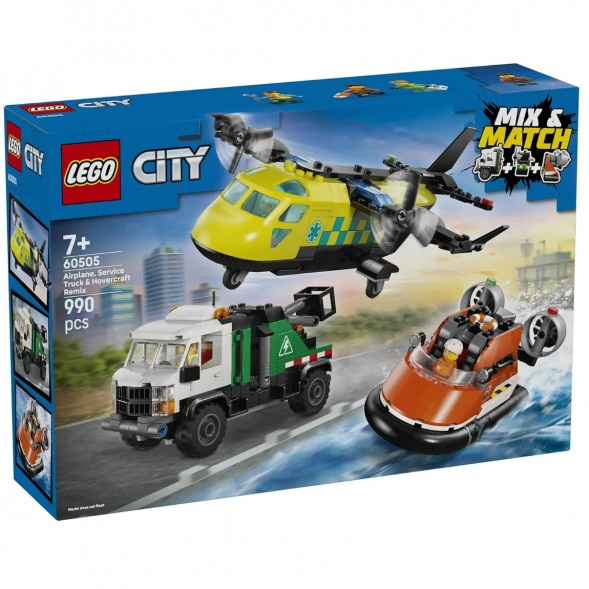 Конструктор LEGO City 60505 Самолет, сервисный грузовик и судно на воздушной подушке в Барнауле